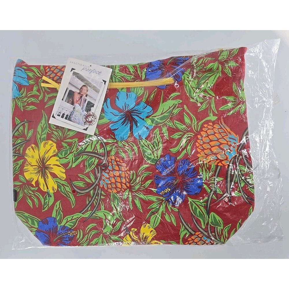 Tara Tiger LARGE Canvas Tote Bag beach bag Pockets colorful summer time 16x21